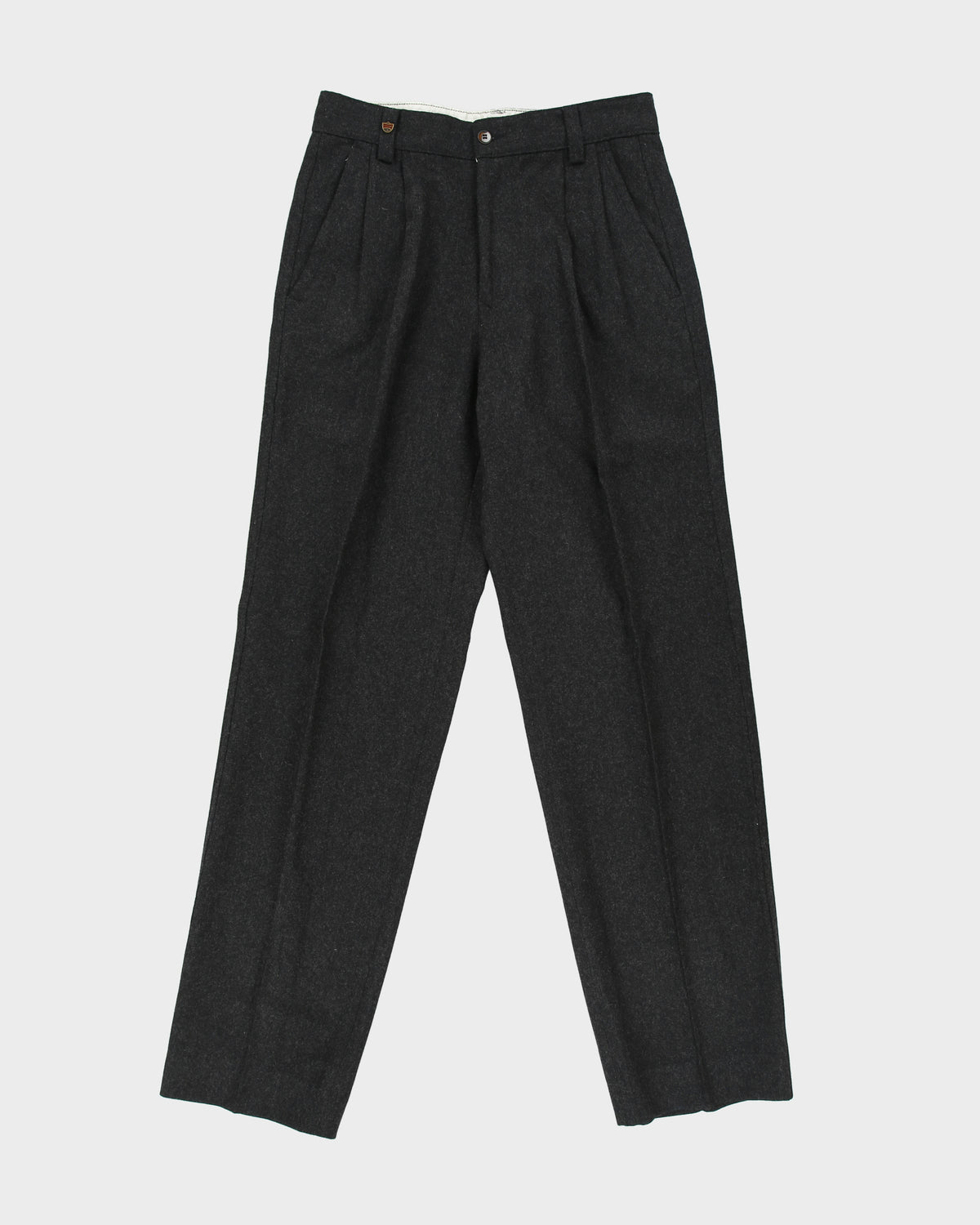 DSWT Vintage 1980s Carrera High Rise Double Pleated Wool Relaxed Straight Leg Suit Trousers - W30 L32