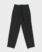 DSWT Vintage 1980s Carrera High Rise Double Pleated Wool Relaxed Straight Leg Suit Trousers - W30 L32