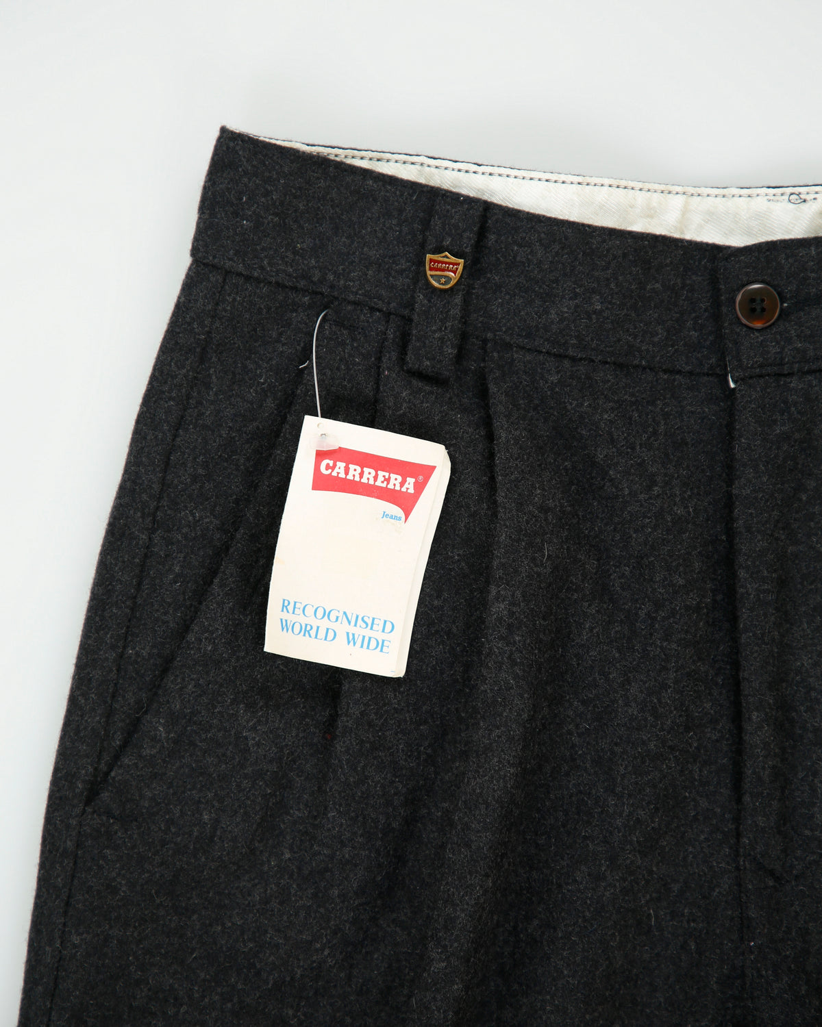 DSWT Vintage 1980s Carrera High Rise Double Pleated Wool Relaxed Straight Leg Suit Trousers - W30 L32