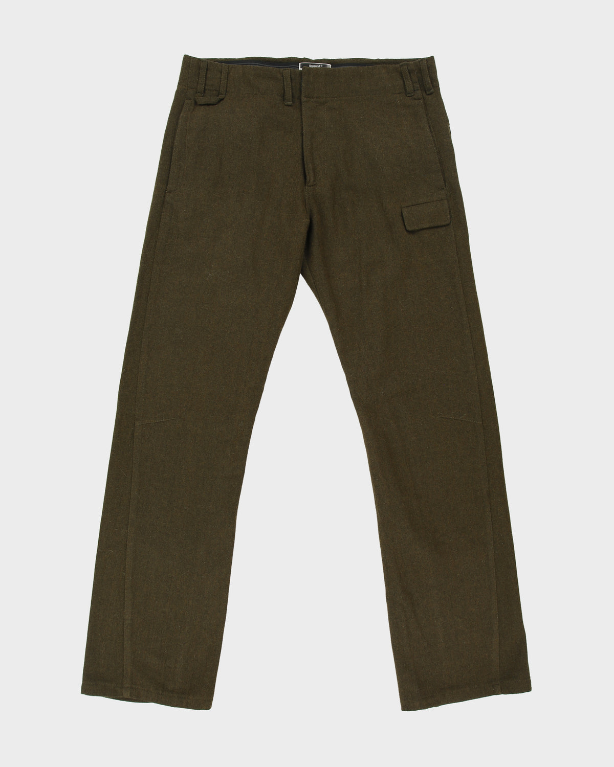 Vintage Uppercut Khaki Mid Rise Wool Straight Leg Field Trousers - W33 L33