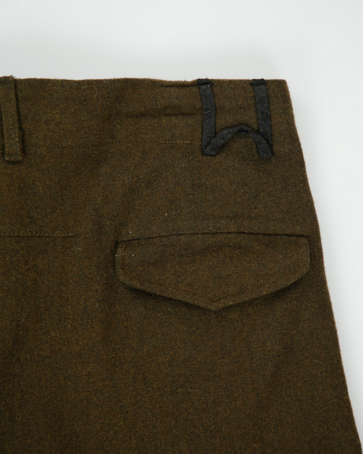 Vintage Uppercut Khaki Mid Rise Wool Straight Leg Field Trousers - W33 L33