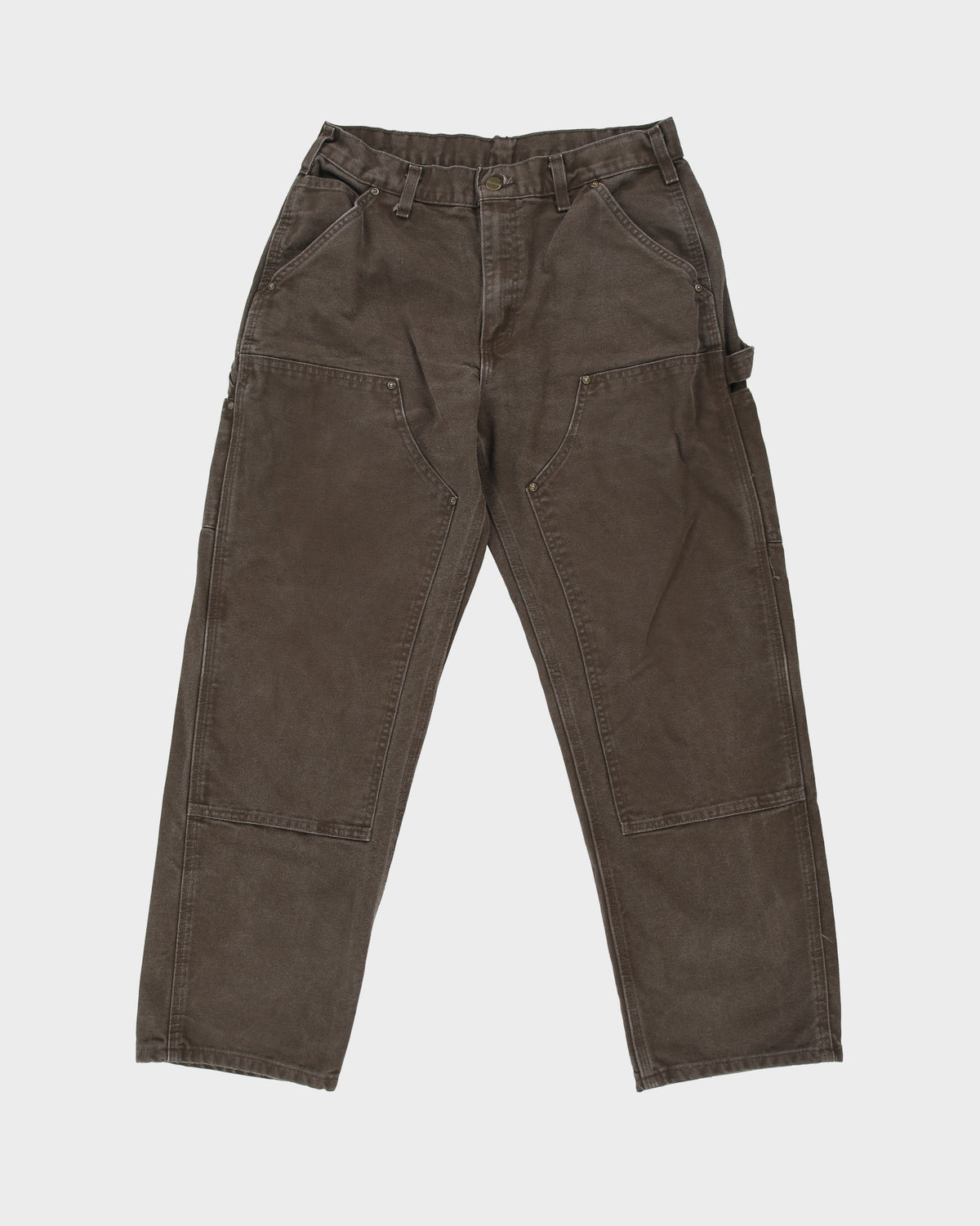 Vintage Carhartt B136 DKB Washed Duck Canvas Double Front Dungaree Fit Carpenter Trousers - W32 L30