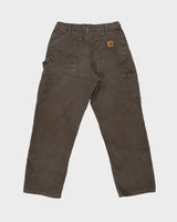Vintage Carhartt B136 DKB Washed Duck Canvas Double Front Dungaree Fit Carpenter Trousers - W32 L30