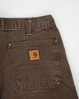 Vintage Carhartt B136 DKB Washed Duck Canvas Double Front Dungaree Fit Carpenter Trousers - W32 L30