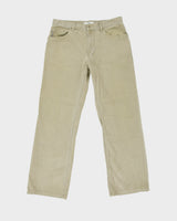 Vintage Y2K 00s Armani Exchange Khaki Mid Rise Relaxed Fit Straight Leg Corduroy Trousers - W32 L30