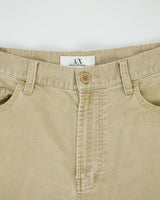 Vintage Y2K 00s Armani Exchange Khaki Mid Rise Relaxed Fit Straight Leg Corduroy Trousers - W32 L30
