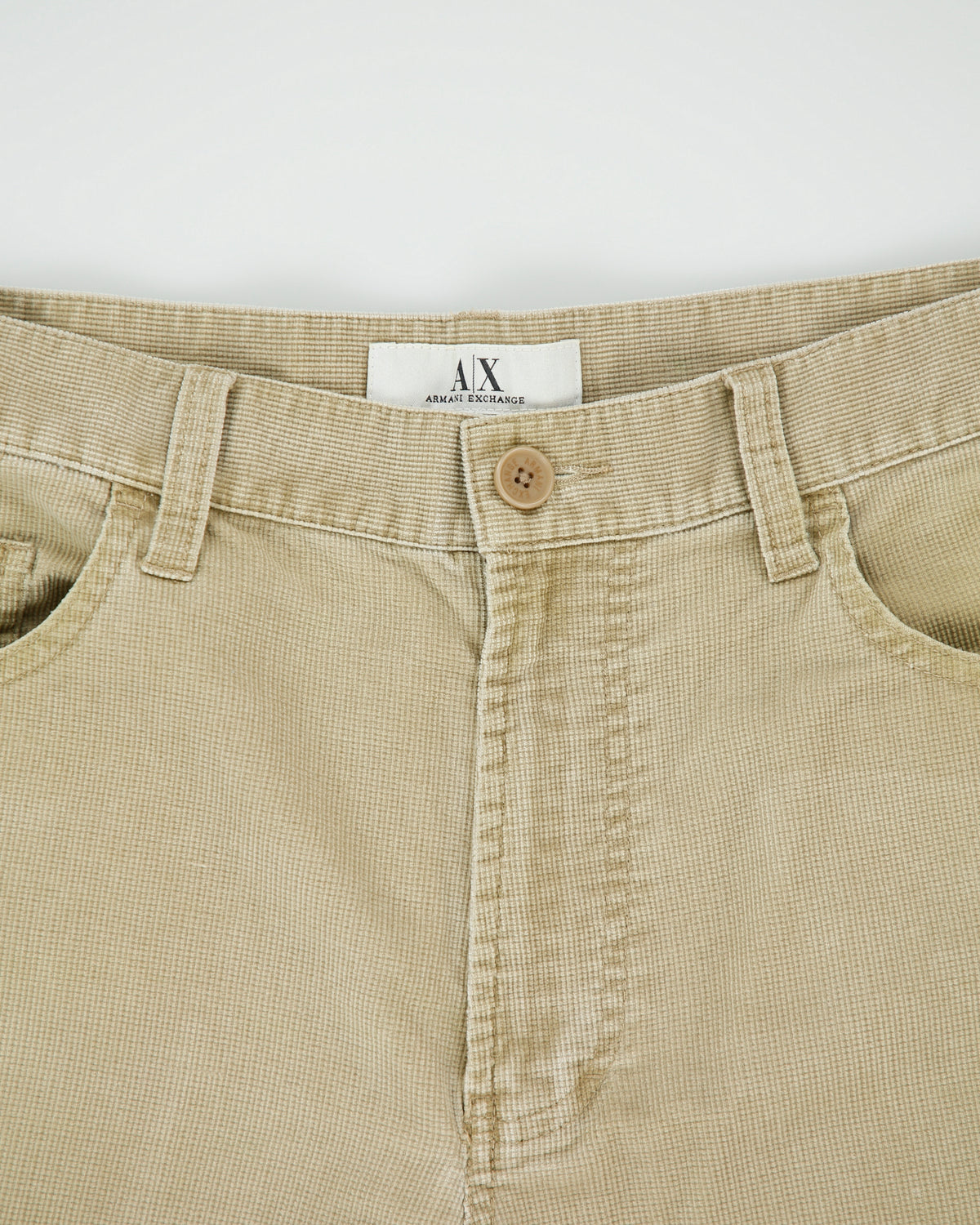 Vintage Y2K 00s Armani Exchange Khaki Mid Rise Relaxed Fit Straight Leg Corduroy Trousers - W32 L30