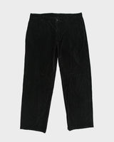 Vintage Y2K 00s Armani Collezioni Mid Rise Pinstripe Flap Pocket Wide Leg Velour Trousers - W38 L32