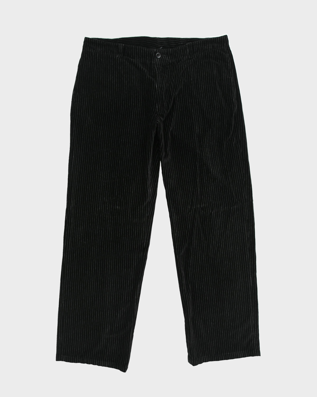 Vintage Y2K 00s Armani Collezioni Mid Rise Pinstripe Flap Pocket Wide Leg Velour Trousers - W38 L32