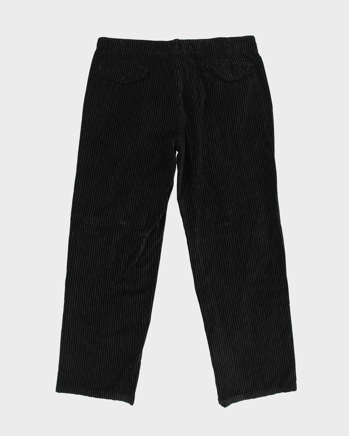 Vintage Y2K 00s Armani Collezioni Mid Rise Pinstripe Flap Pocket Wide Leg Velour Trousers - W38 L32