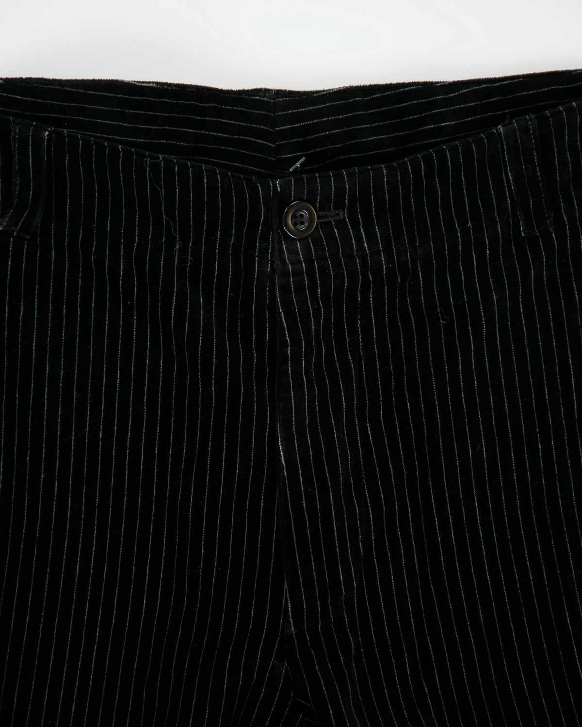 Vintage Y2K 00s Armani Collezioni Mid Rise Pinstripe Flap Pocket Wide Leg Velour Trousers - W38 L32