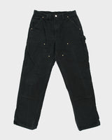 Vintage Carhartt B01 BLK Firm Duck Double Front Canvas Loose Fit Carpenter Trousers - W34 L33