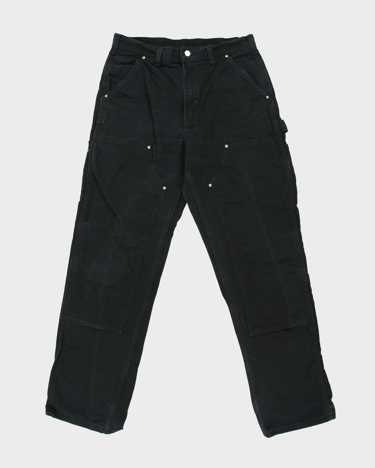 Vintage Carhartt B01 BLK Firm Duck Double Front Canvas Loose Fit Carpenter Trousers - W34 L33