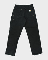 Vintage Carhartt B01 BLK Firm Duck Double Front Canvas Loose Fit Carpenter Trousers - W34 L33