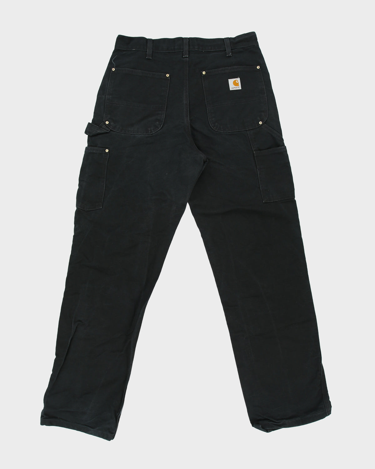 Vintage Carhartt B01 BLK Firm Duck Double Front Canvas Loose Fit Carpenter Trousers - W34 L33