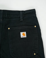 Vintage Carhartt B01 BLK Firm Duck Double Front Canvas Loose Fit Carpenter Trousers - W34 L33