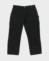 Vintage Carhartt B01 BLK Firm Duck Double Front Canvas Union Made In USA Loose Fit Carpenter Trousers - W38 L30