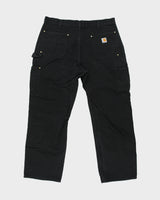 Vintage Carhartt B01 BLK Firm Duck Double Front Canvas Union Made In USA Loose Fit Carpenter Trousers - W38 L30