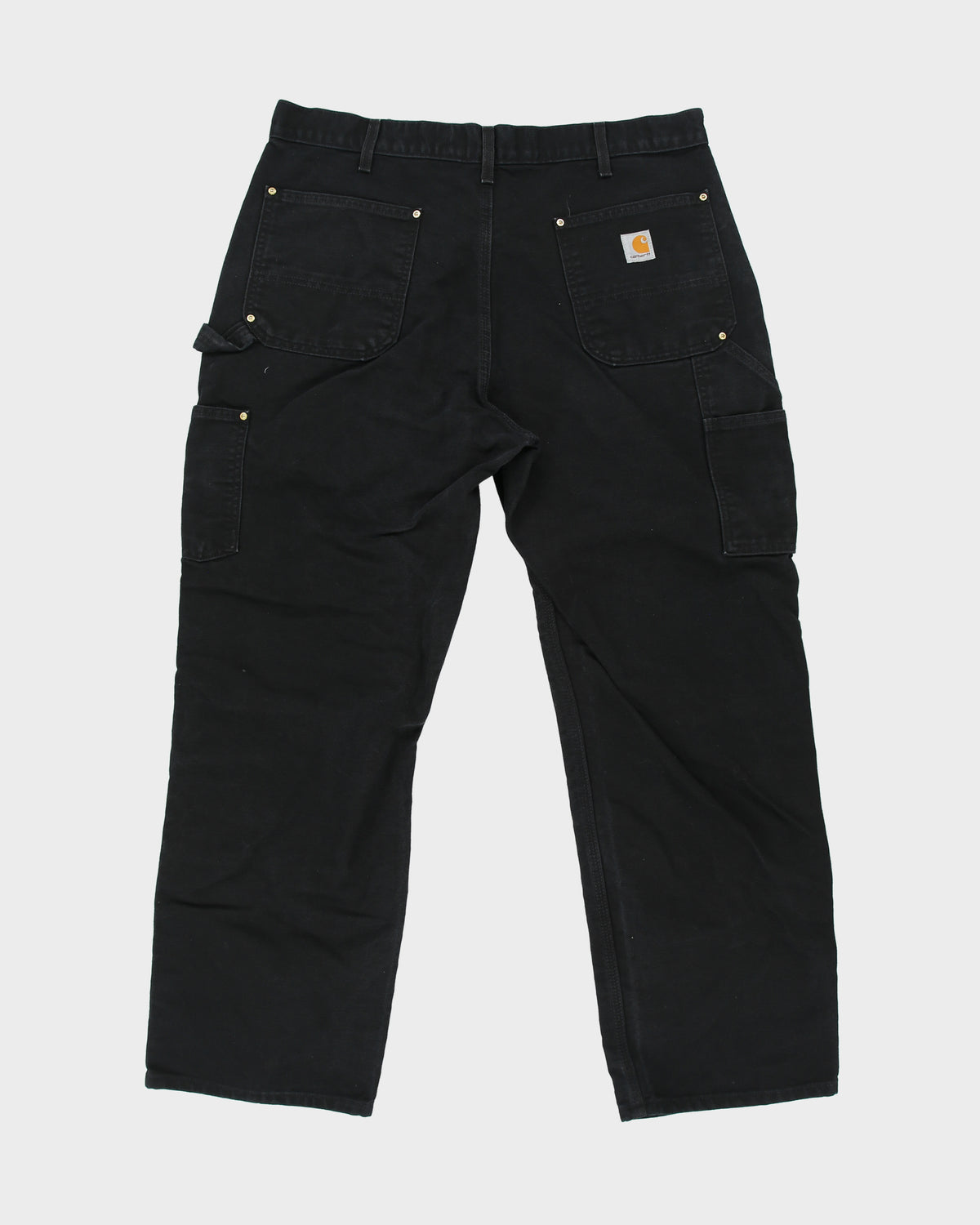Vintage Carhartt B01 BLK Firm Duck Double Front Canvas Union Made In USA Loose Fit Carpenter Trousers - W38 L30