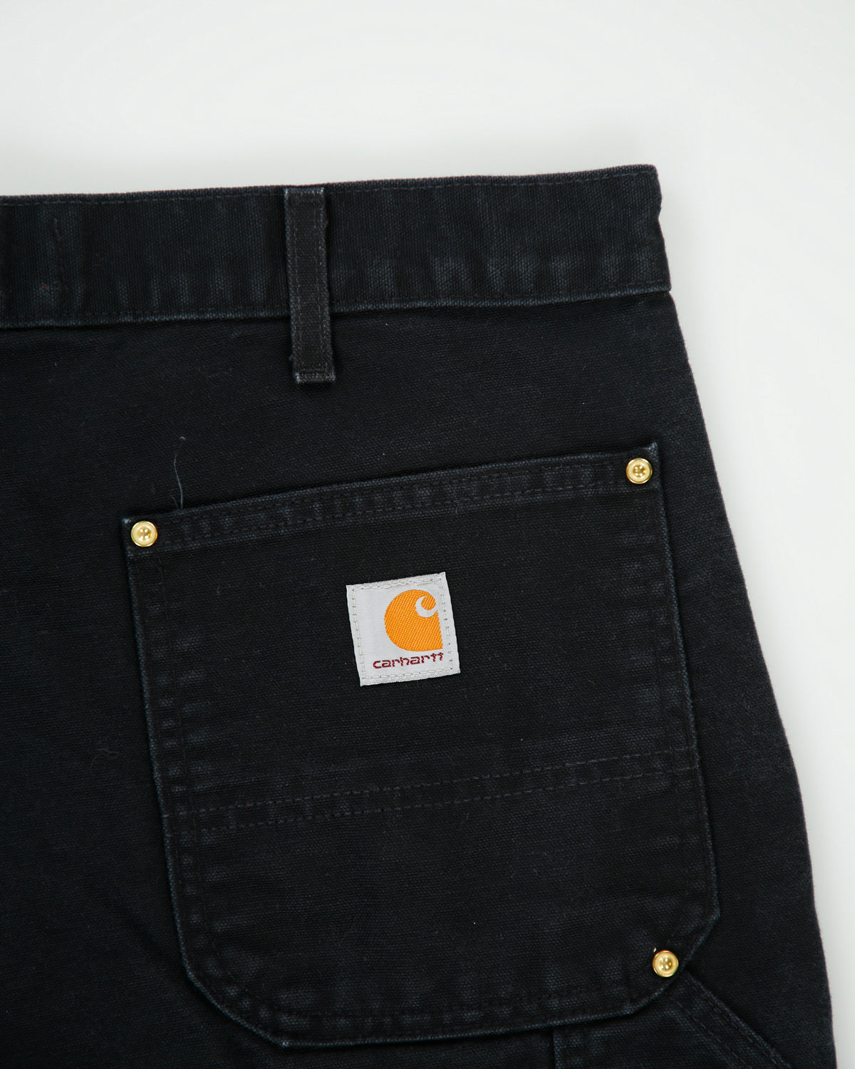 Vintage Carhartt B01 BLK Firm Duck Double Front Canvas Union Made In USA Loose Fit Carpenter Trousers - W38 L30