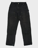 Vintage Carhartt B01 BLK Firm Duck Double Front Canvas Union Made In USA Loose Original Fit Carpenter Trousers - W36 L36