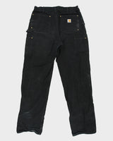 Vintage Carhartt B01 BLK Firm Duck Double Front Canvas Union Made In USA Loose Original Fit Carpenter Trousers - W36 L36