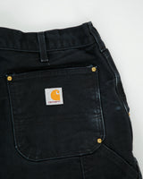 Vintage Carhartt B01 BLK Firm Duck Double Front Canvas Union Made In USA Loose Original Fit Carpenter Trousers - W36 L36