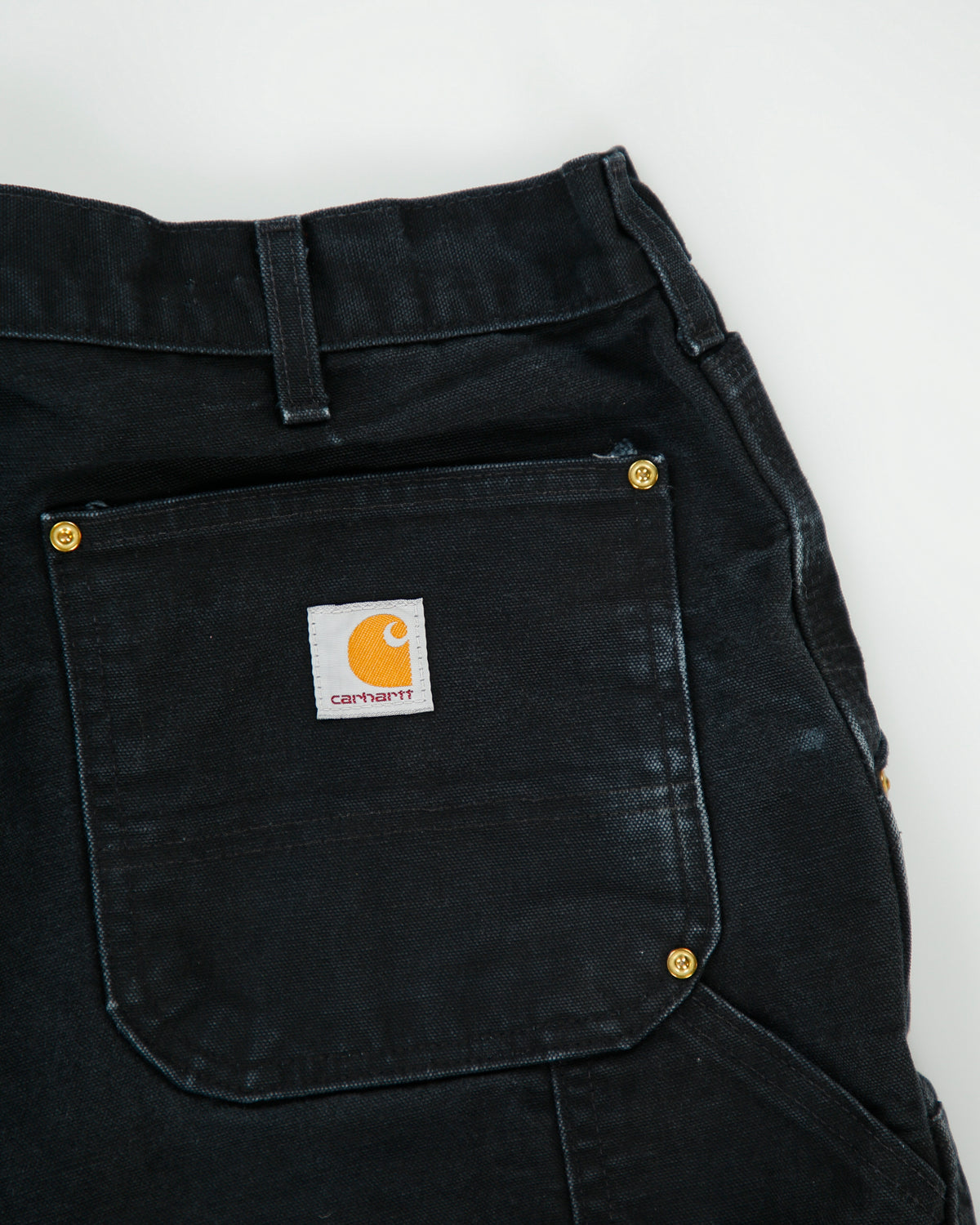 Vintage Carhartt B01 BLK Firm Duck Double Front Canvas Union Made In USA Loose Original Fit Carpenter Trousers - W36 L36