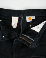 Vintage Carhartt B01 BLK Firm Duck Double Front Canvas Union Made In USA Loose Original Fit Carpenter Trousers - W36 L36