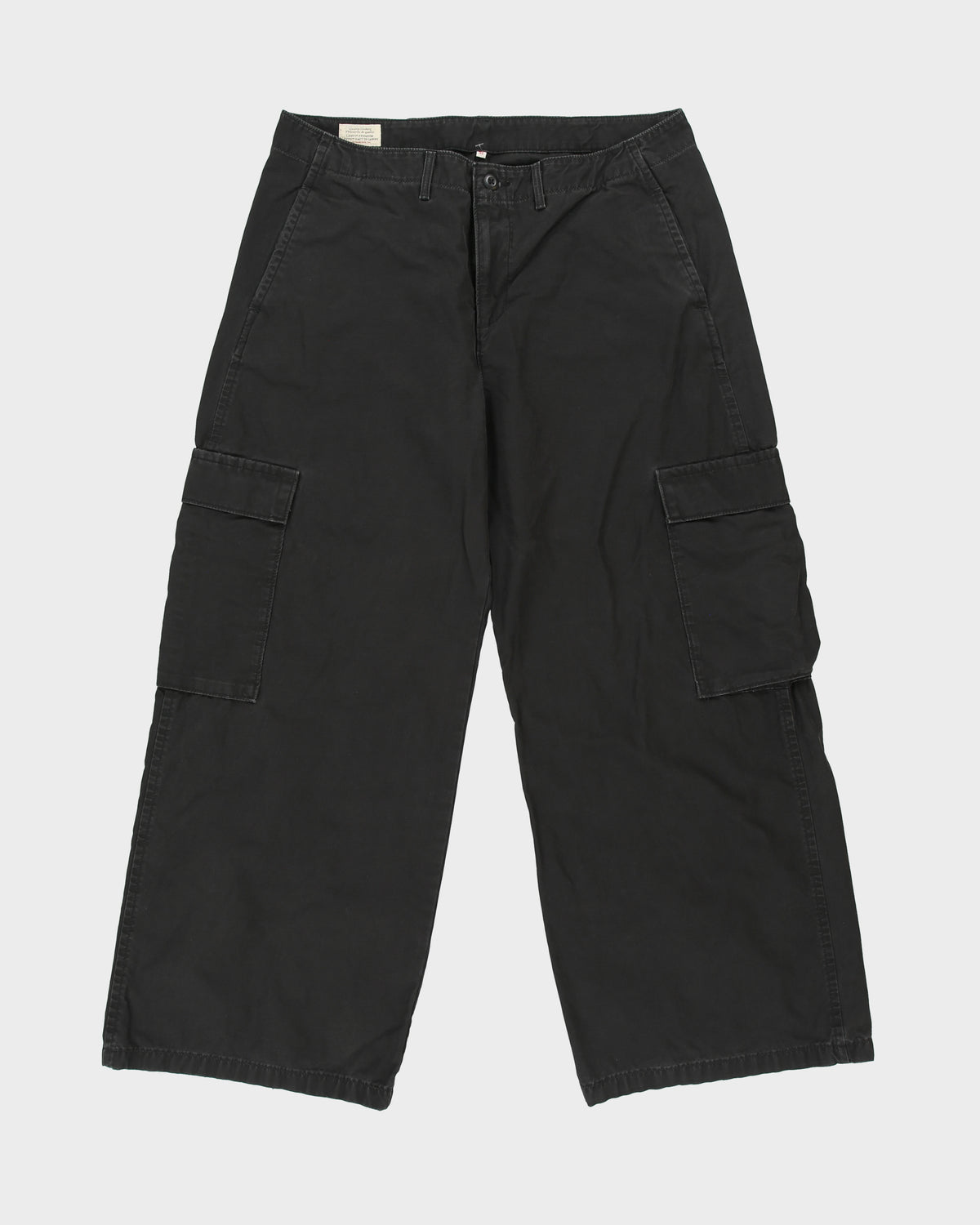 Levi's Premium Big E Black Tab Canvas Ultra Wide Leg Cargo Trousers - W33 L29