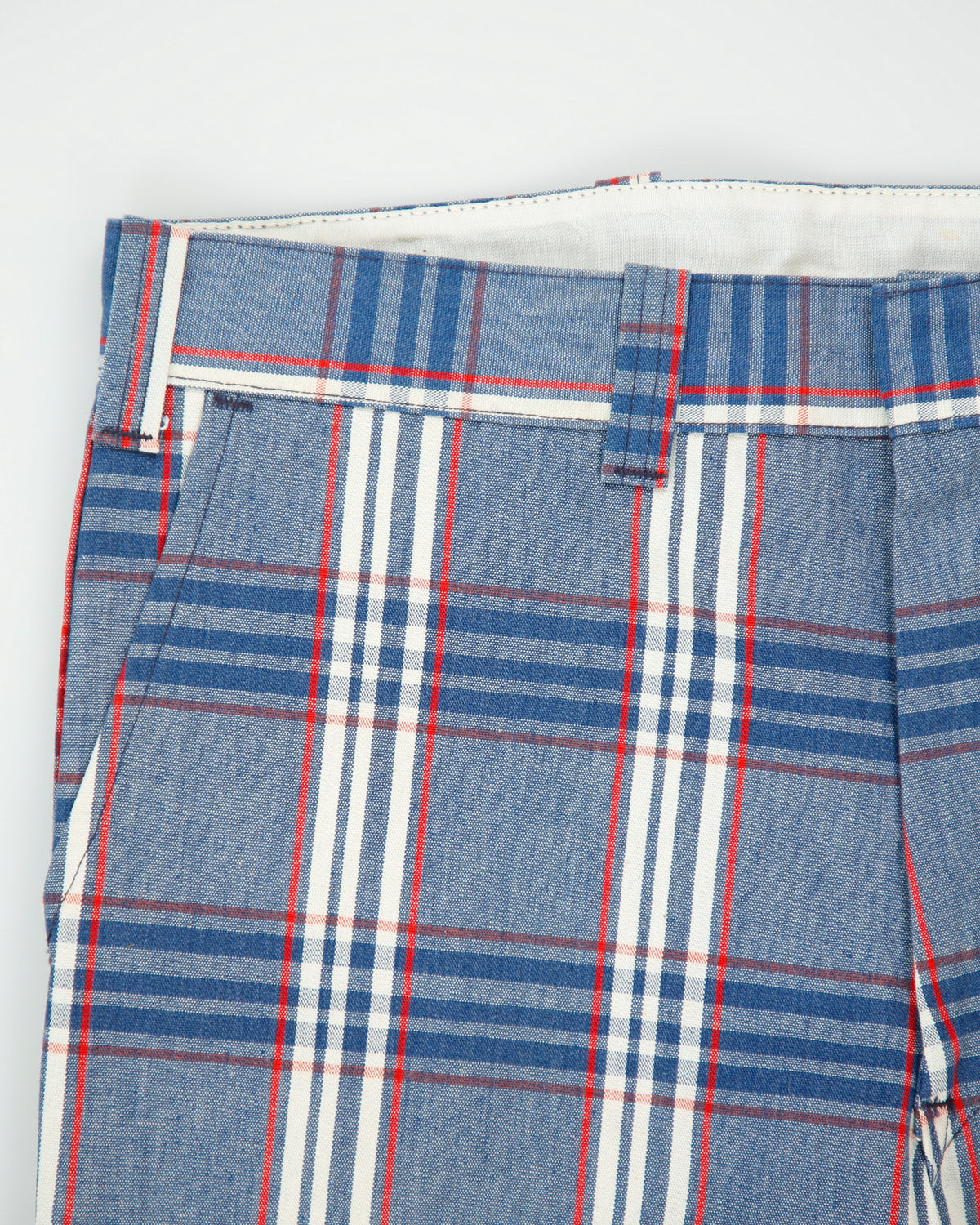 Vintage 1970s Mid Rise Plaid Made In Canada Flared Canvas Trousers - W34 L33
