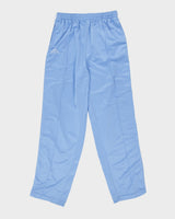 Vintage '03 Y2K Kappa Satin Blue Full Tape Logo Loose Fit Straight Leg Tracksuit Bottoms - L