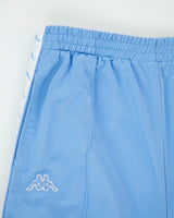 Vintage '03 Y2K Kappa Satin Blue Full Tape Logo Loose Fit Straight Leg Tracksuit Bottoms - L