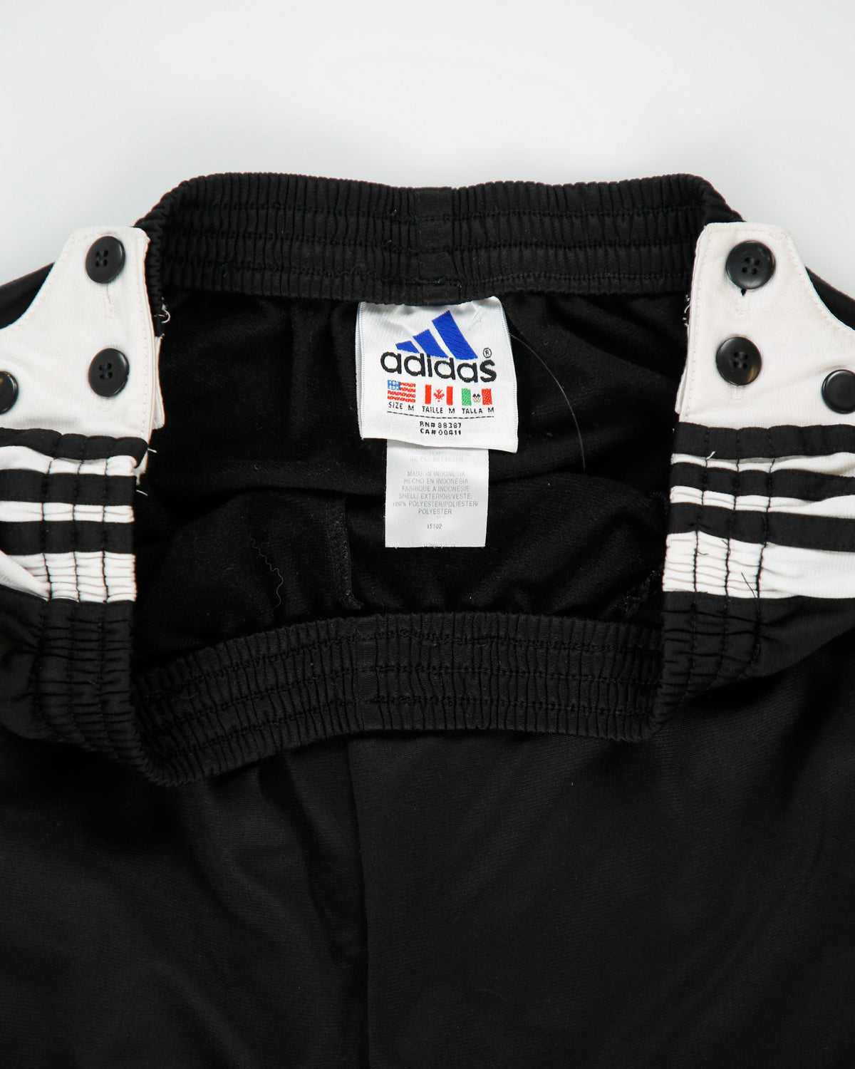 Vintage '02 Y2K Adidas 3-Stripe Loose Fit Straight Leg Popper Tracksuit Bottoms - M