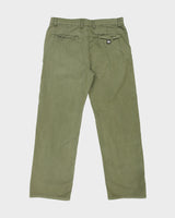 Vintage Y2K 00s Ecko UNLTD Olive Khaki Canvas Relaxed Fit Wide Leg Double Knee Trousers - W36 L31