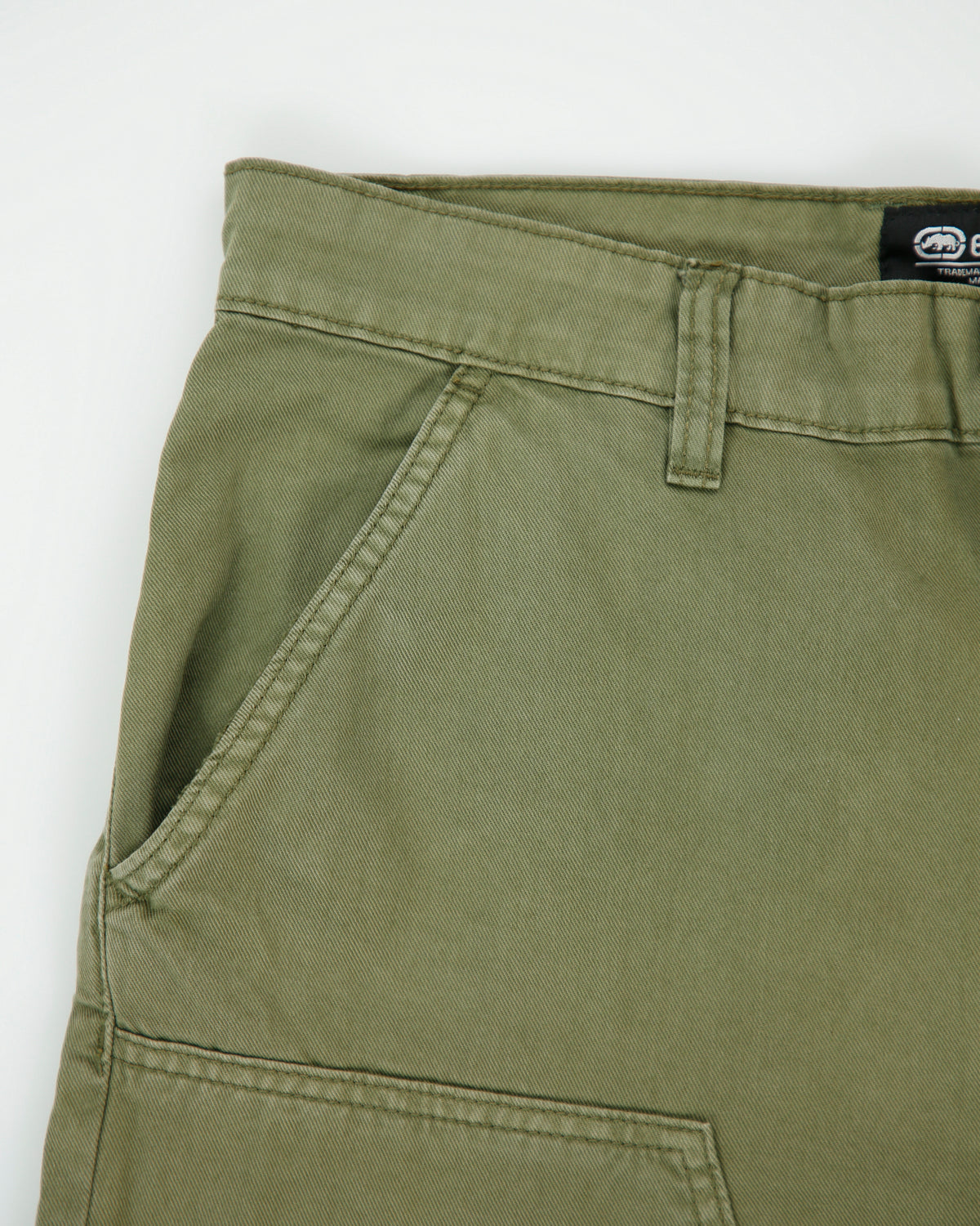 Vintage Y2K 00s Ecko UNLTD Olive Khaki Canvas Relaxed Fit Wide Leg Double Knee Trousers - W36 L31