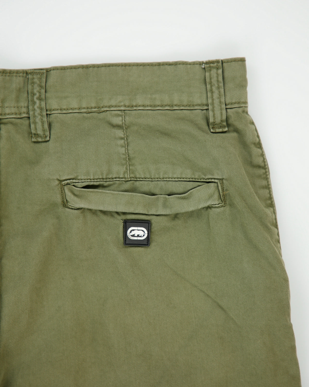 Vintage Y2K 00s Ecko UNLTD Olive Khaki Canvas Relaxed Fit Wide Leg Double Knee Trousers - W36 L31