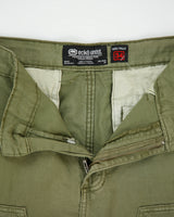 Vintage Y2K 00s Ecko UNLTD Olive Khaki Canvas Relaxed Fit Wide Leg Double Knee Trousers - W36 L31