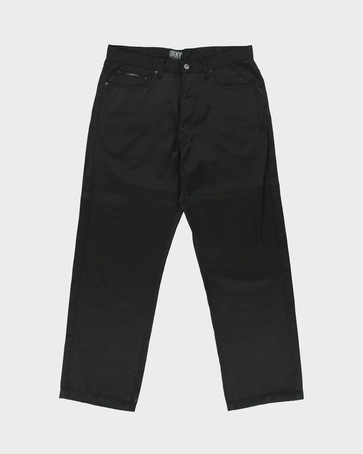 Vintage 1990s DKNY Mid Rise Relaxed Fit Straight Leg Satin Trousers - W34 L30