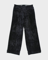 Vintage 1970s Velvet Mid Rise Made In USA Wide Leg Turn-Up Trousers - W33 L32