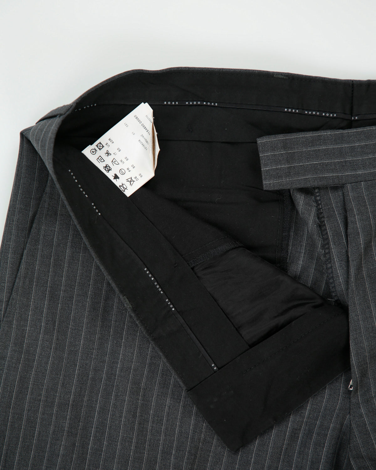 Hugo Boss Pasini 2 Pinstripe Wool Mid Rise Relaxed Tapered Fit Suit Trousers - W35 L32