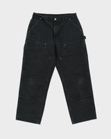 Vintage Carhartt B01 BLK Union Made In USA Firm Duck Double Front Canvas Loose Original Fit Carpenter Trousers - W34 L30