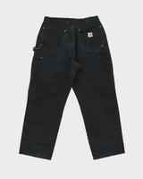 Vintage Carhartt B01 BLK Union Made In USA Firm Duck Double Front Canvas Loose Original Fit Carpenter Trousers - W34 L30