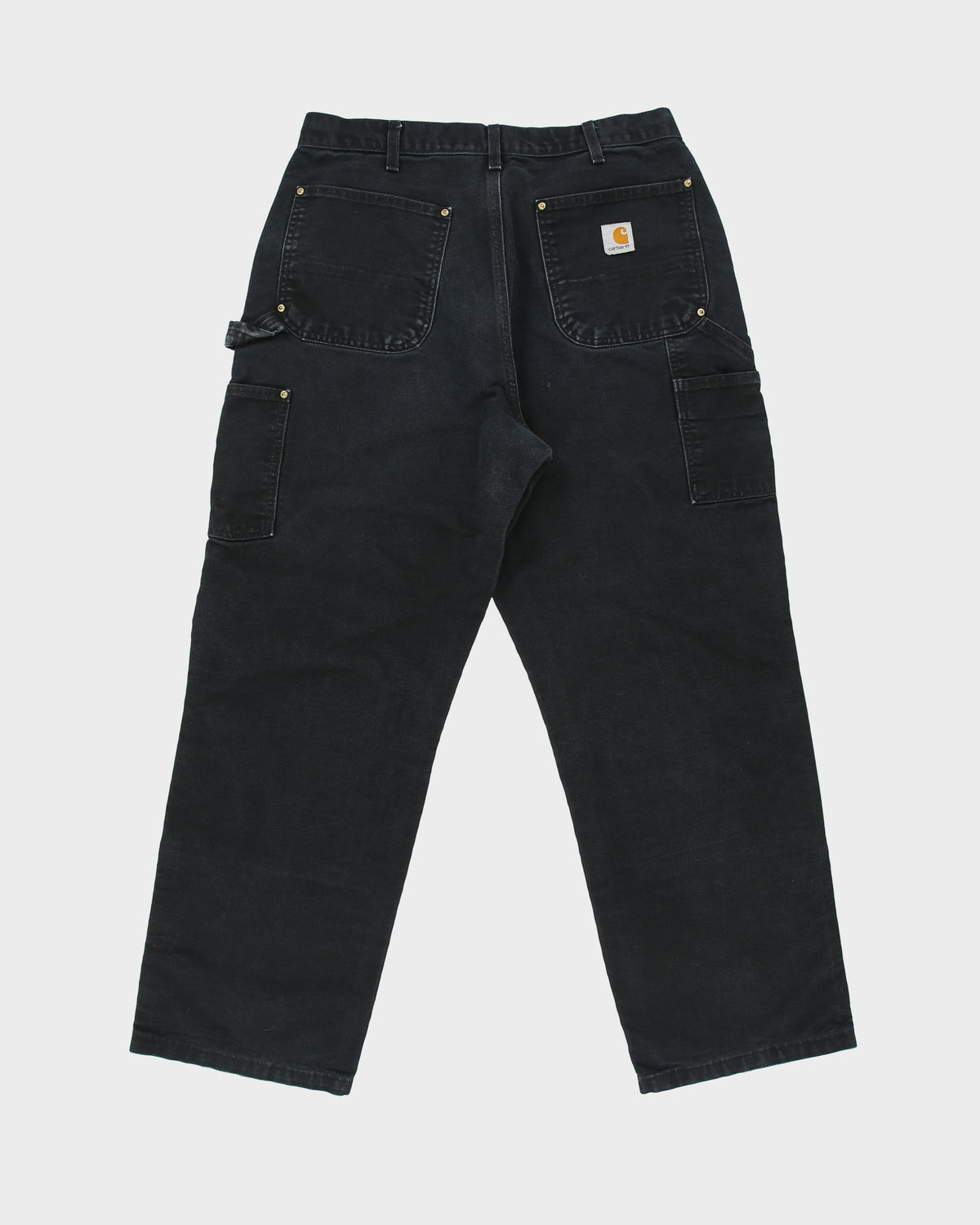 Vintage Carhartt B01 BLK Union Made In USA Firm Duck Double Front Canvas Loose Original Fit Carpenter Trousers - W34 L30