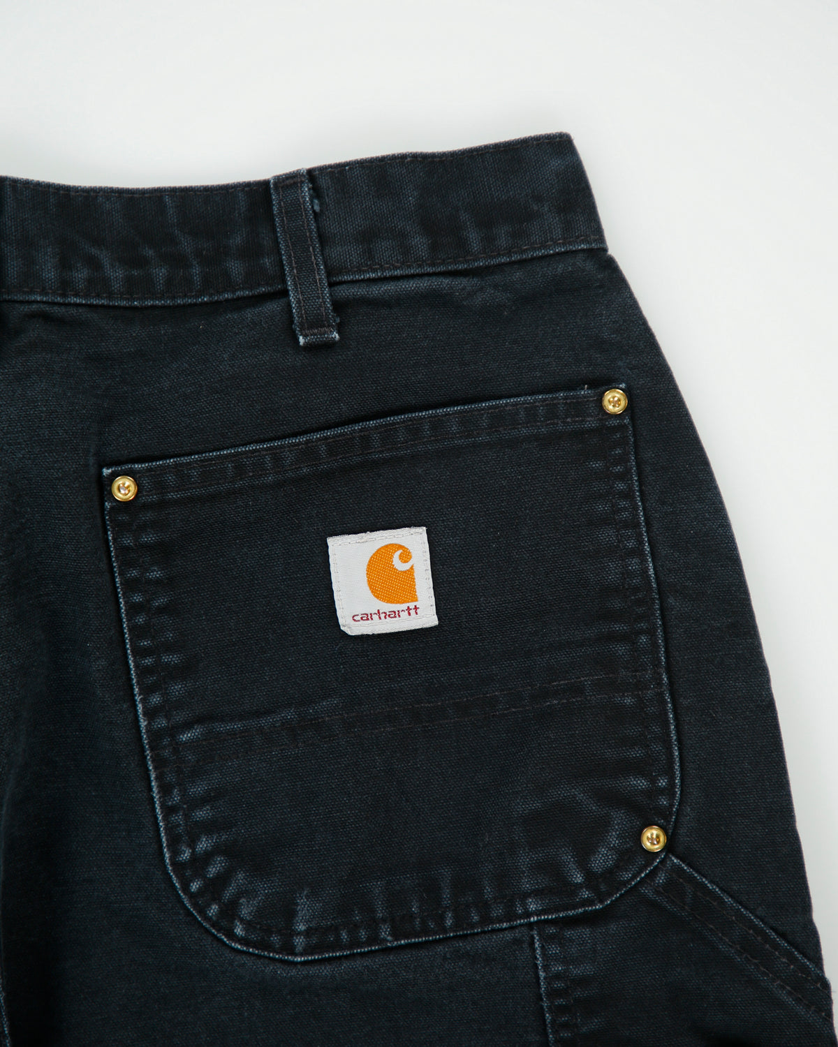 Vintage Carhartt B01 BLK Union Made In USA Firm Duck Double Front Canvas Loose Original Fit Carpenter Trousers - W34 L30