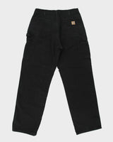 DS Carhartt B11 BLK Washed Duck Canvas Loose Dungaree Fit Carpenter Trousers - W34 L34