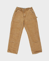 Carhartt B01 BRN Firm Duck Canvas Double Front Union Made In USA Loose Fit Carpenter Trousers - W30 L30