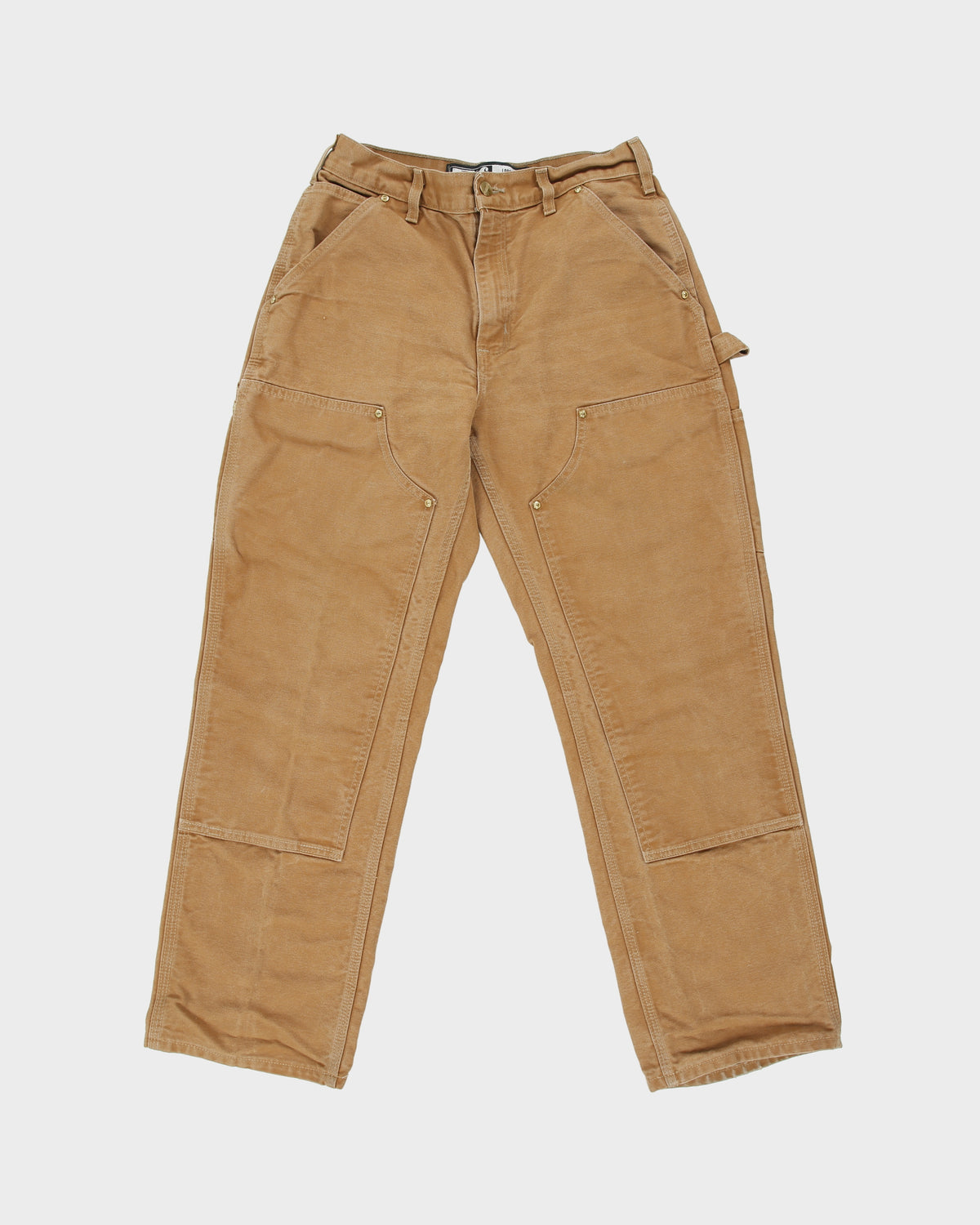 Carhartt B01 BRN Firm Duck Canvas Double Front Union Made In USA Loose Fit Carpenter Trousers - W30 L30