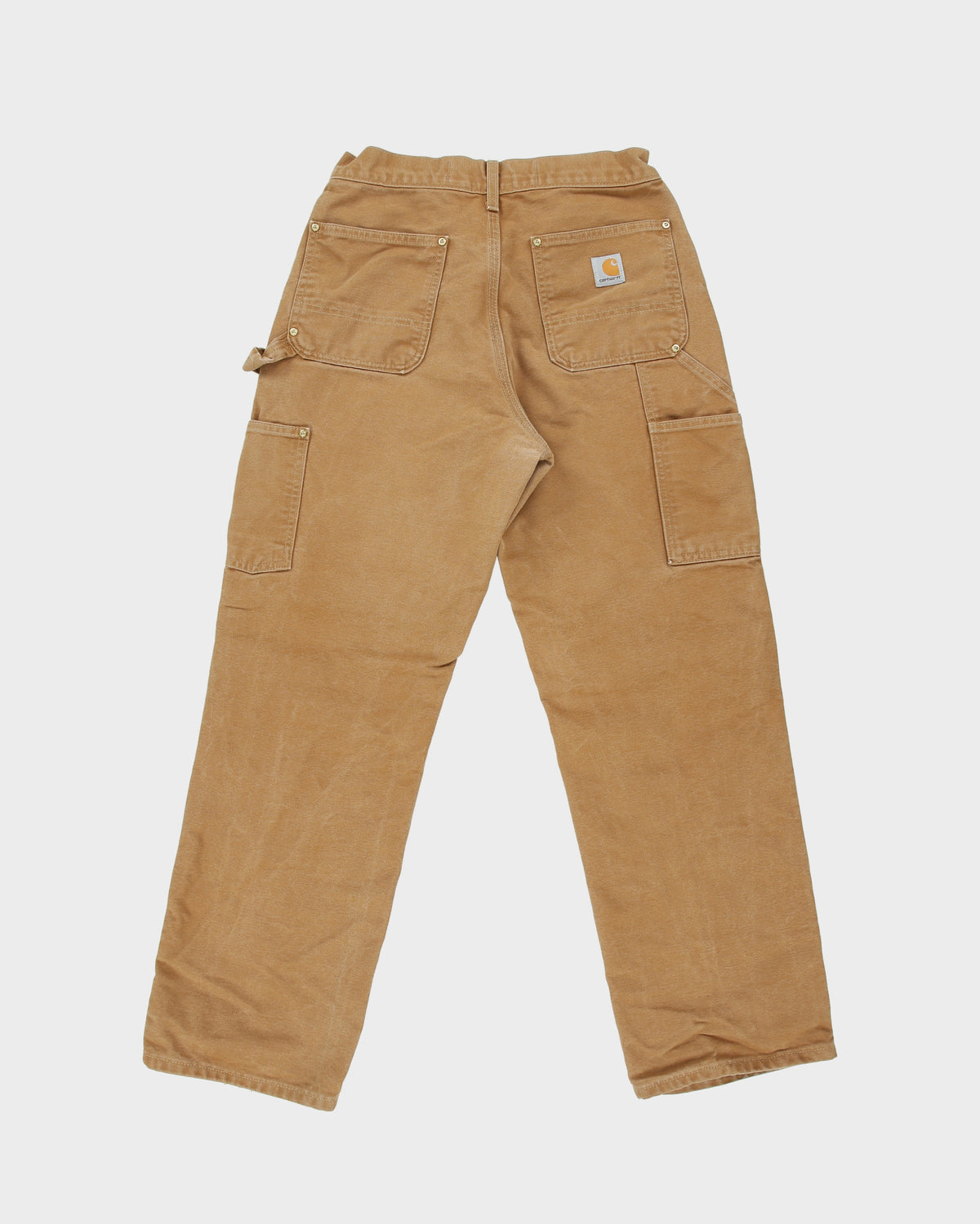 Carhartt B01 BRN Firm Duck Canvas Double Front Union Made In USA Loose Fit Carpenter Trousers - W30 L30