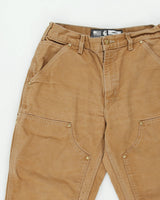 Carhartt B01 BRN Firm Duck Canvas Double Front Union Made In USA Loose Fit Carpenter Trousers - W30 L30